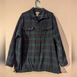 💚 💙 LL Bean Shirt Shacket L Regular Plaid Flannel Jacket
